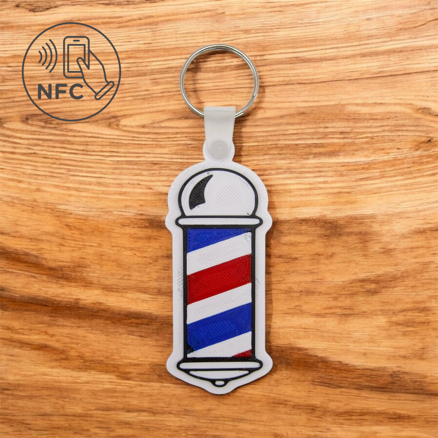 Barber Pole NFC Keyring